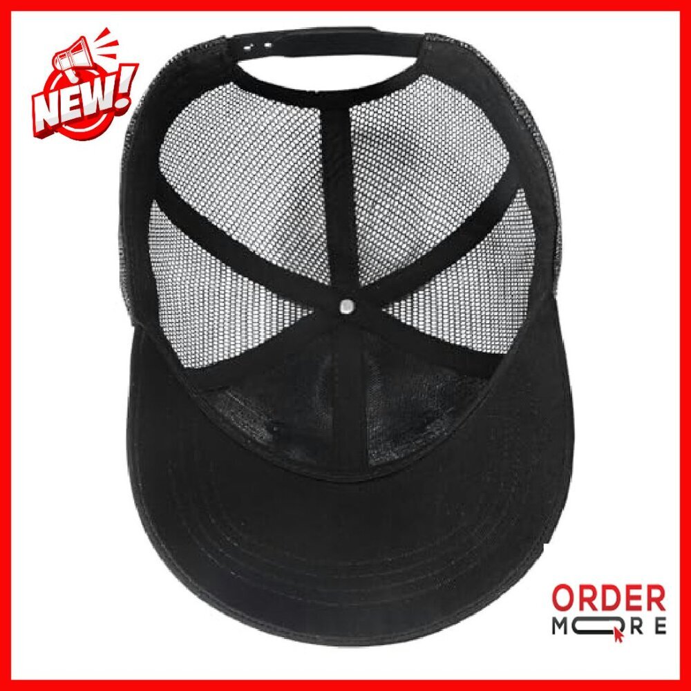 Adjustable Mesh Baseball Cap with Embroidered Cro… - image 4